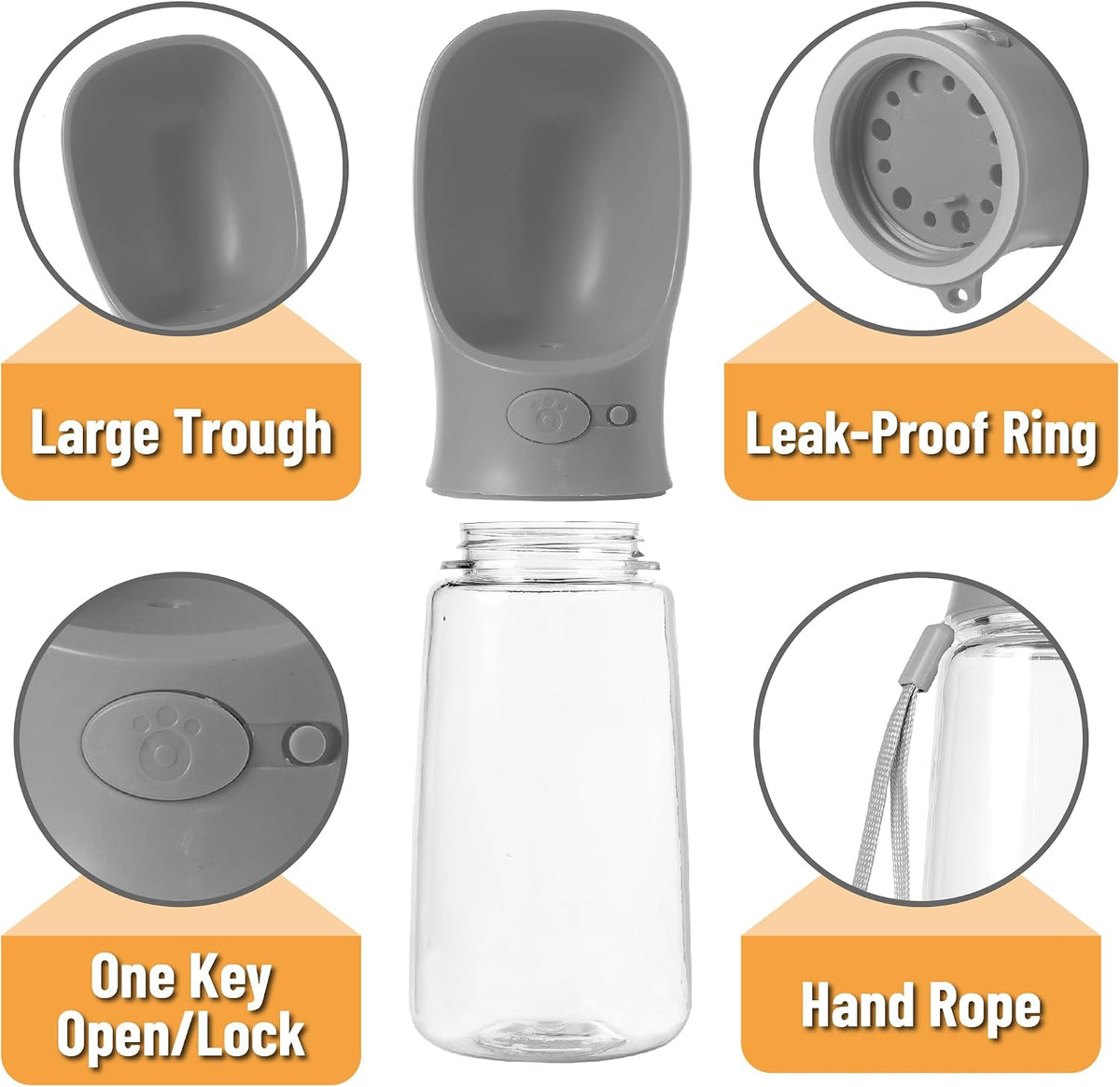 PawTovari  Portable Dog Water Bottle, 19 Oz, Large