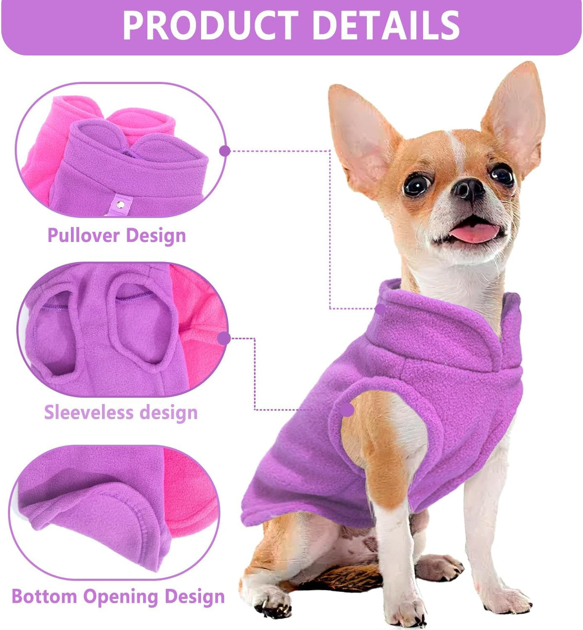 2 Pack Dog Sweater with Leash Ring, Warm Pet Sweater Thick Clothes Coat Fleece Dog Sweaters for Small Dogs Girl Boy Pullover Dog Jacket for Fall Winter