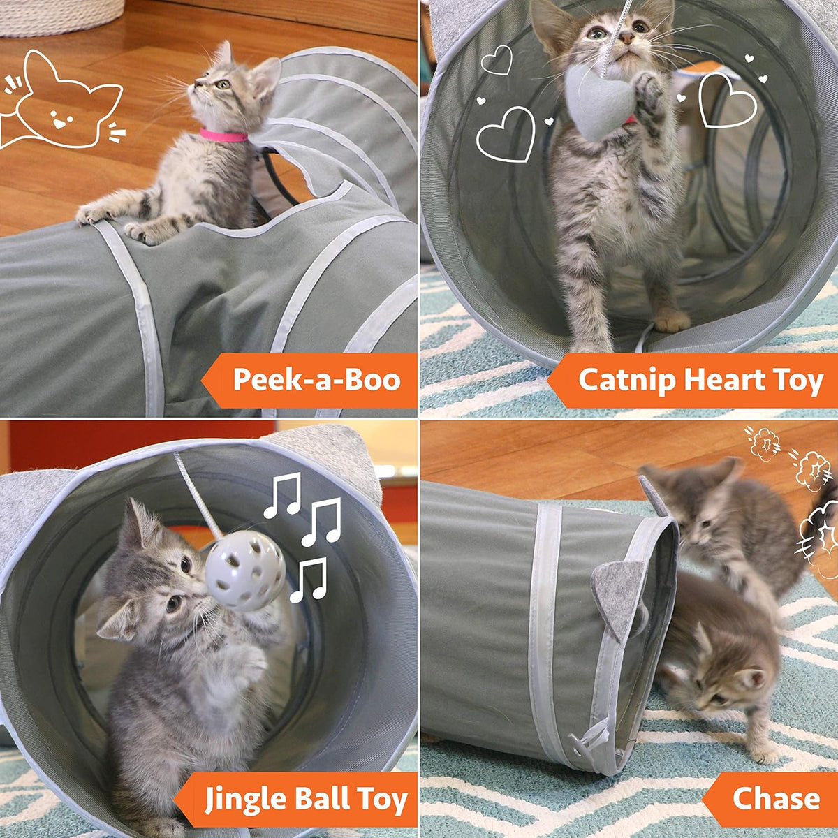 PawTovari PurrPath™ 3-Way Cat Tunnel & Play Hideaway