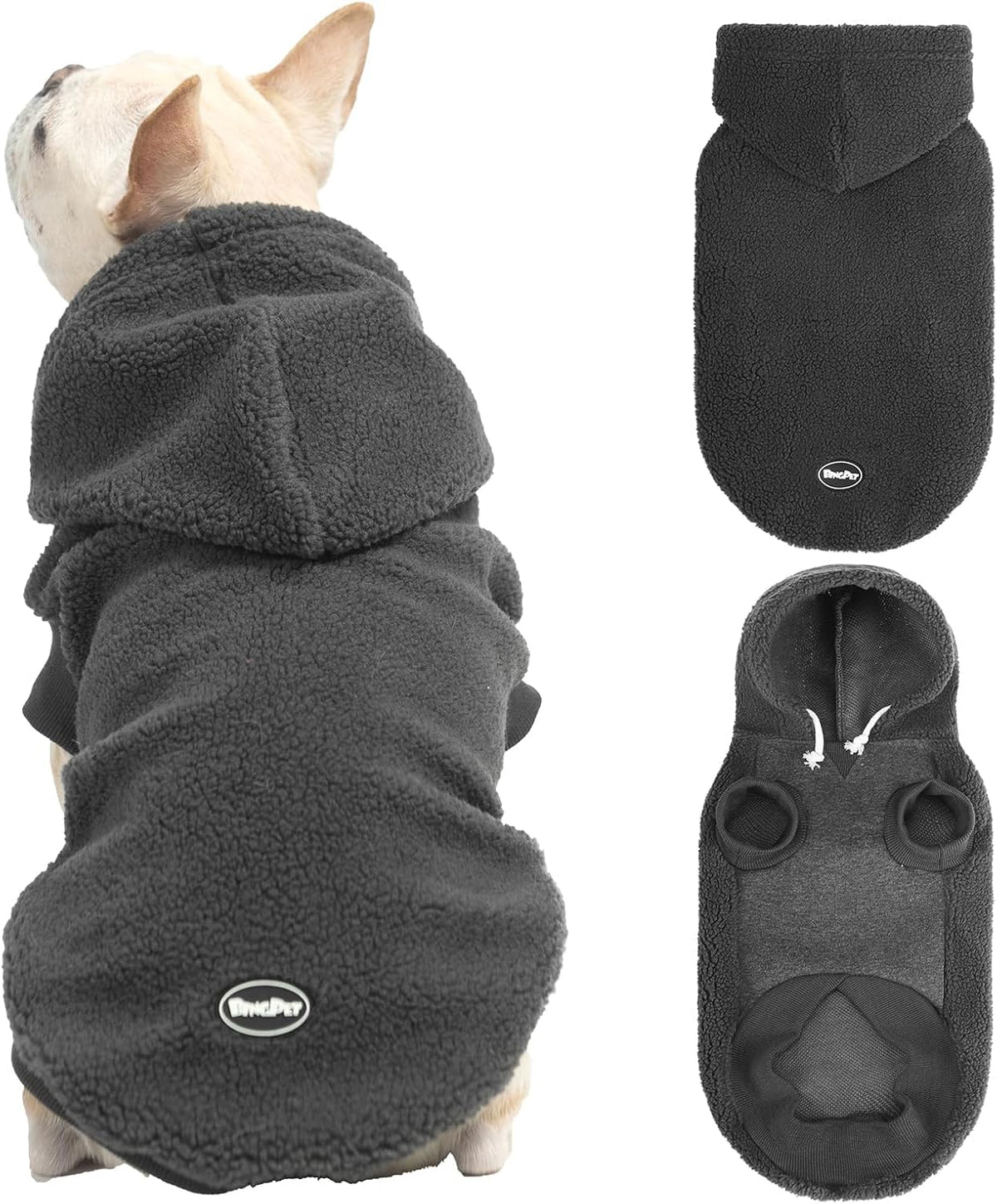 Dog Hoodie for Small Medium Large Dogs, Sherpa Hooded Dog Sweater with Leash Hole for Boy Girl Dogs,Soft Warm Fleece Dog Winter Clothes Cold Weather Coats Jacket for Puppy Sweatshirt,S