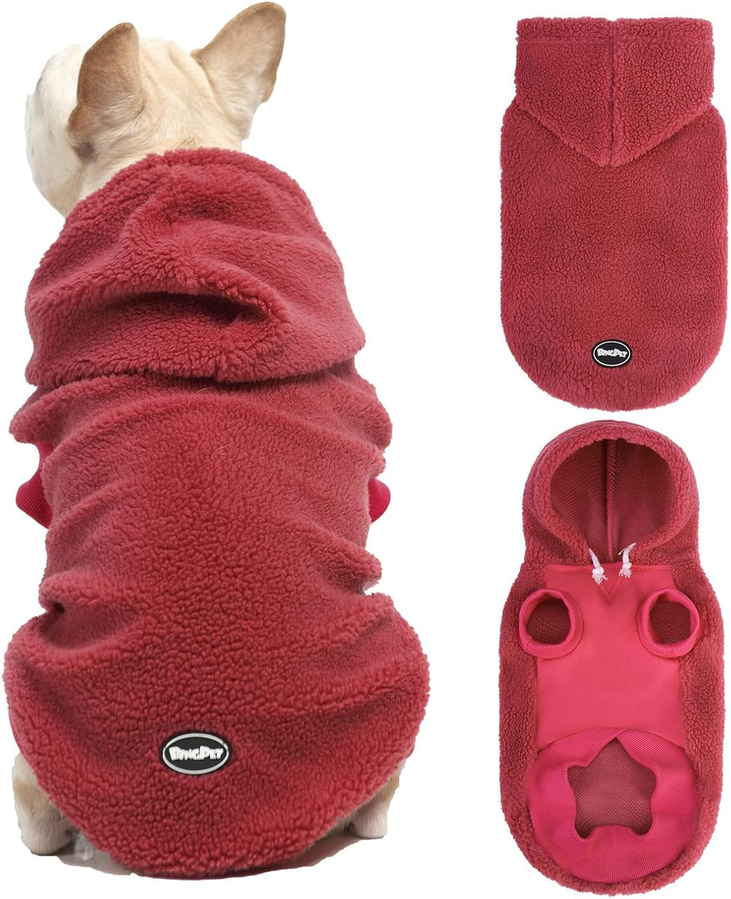 Dog Hoodie for Small Medium Large Dogs, Sherpa Hooded Dog Sweater with Leash Hole for Boy Girl Dogs,Soft Warm Fleece Dog Winter Clothes Cold Weather Coats Jacket for Puppy Sweatshirt,S