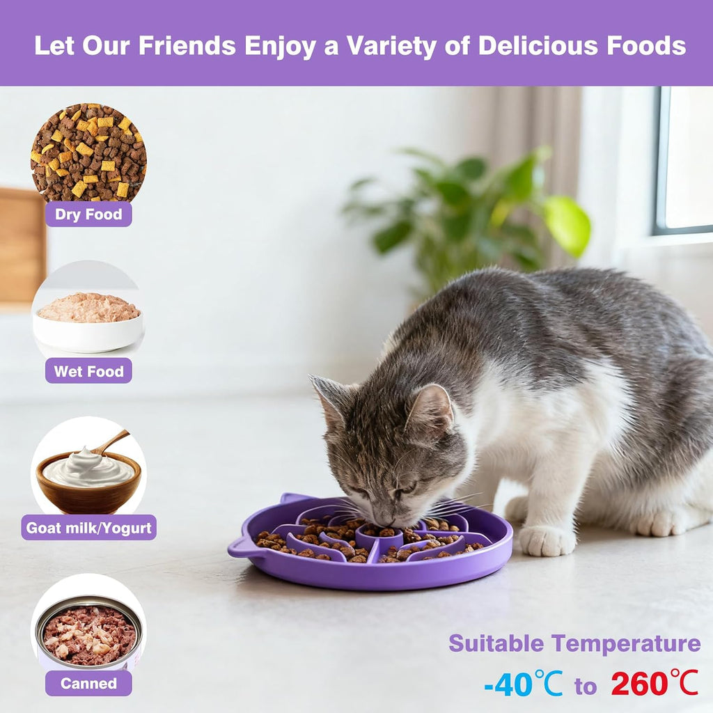 PawTovari PurrPortion™ — 2-Pack Cat Slow-Feeder Bowls