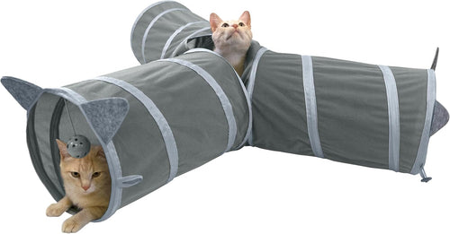 PawTovari PurrPath™ 3-Way Cat Tunnel & Play Hideaway