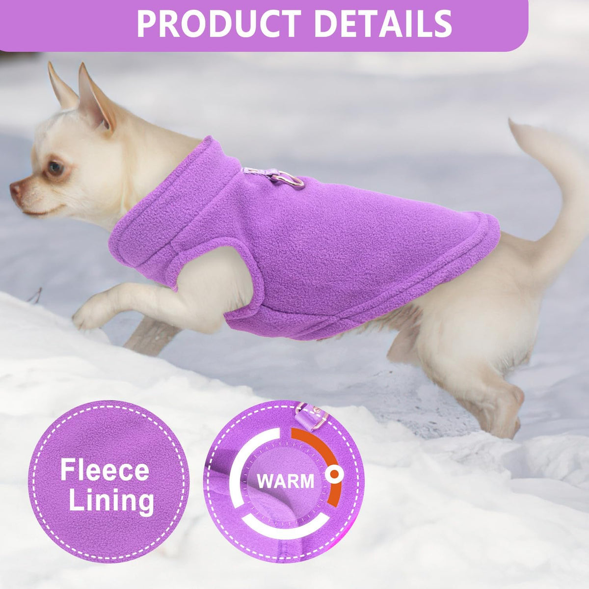 2 Pack Dog Sweater with Leash Ring, Warm Pet Sweater Thick Clothes Coat Fleece Dog Sweaters for Small Dogs Girl Boy Pullover Dog Jacket for Fall Winter