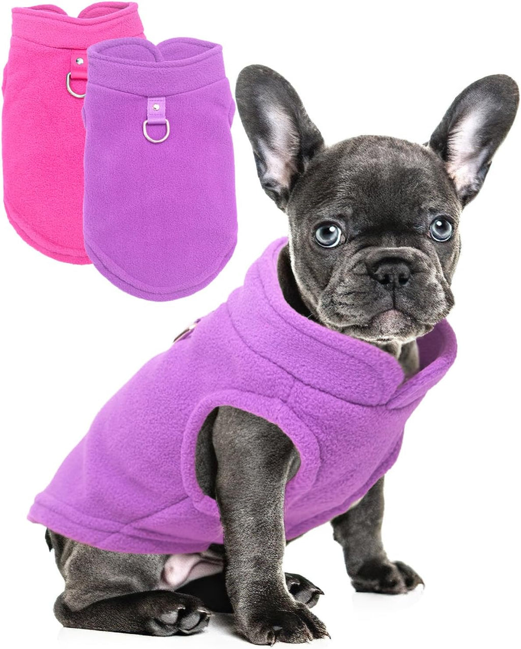 2 Pack Dog Sweater with Leash Ring, Warm Pet Sweater Thick Clothes Coat Fleece Dog Sweaters for Small Dogs Girl Boy Pullover Dog Jacket for Fall Winter