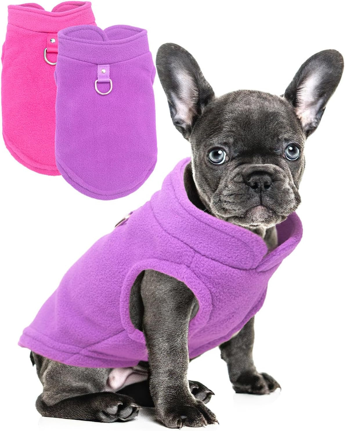 2 Pack Dog Sweater with Leash Ring, Warm Pet Sweater Thick Clothes Coat Fleece Dog Sweaters for Small Dogs Girl Boy Pullover Dog Jacket for Fall Winter