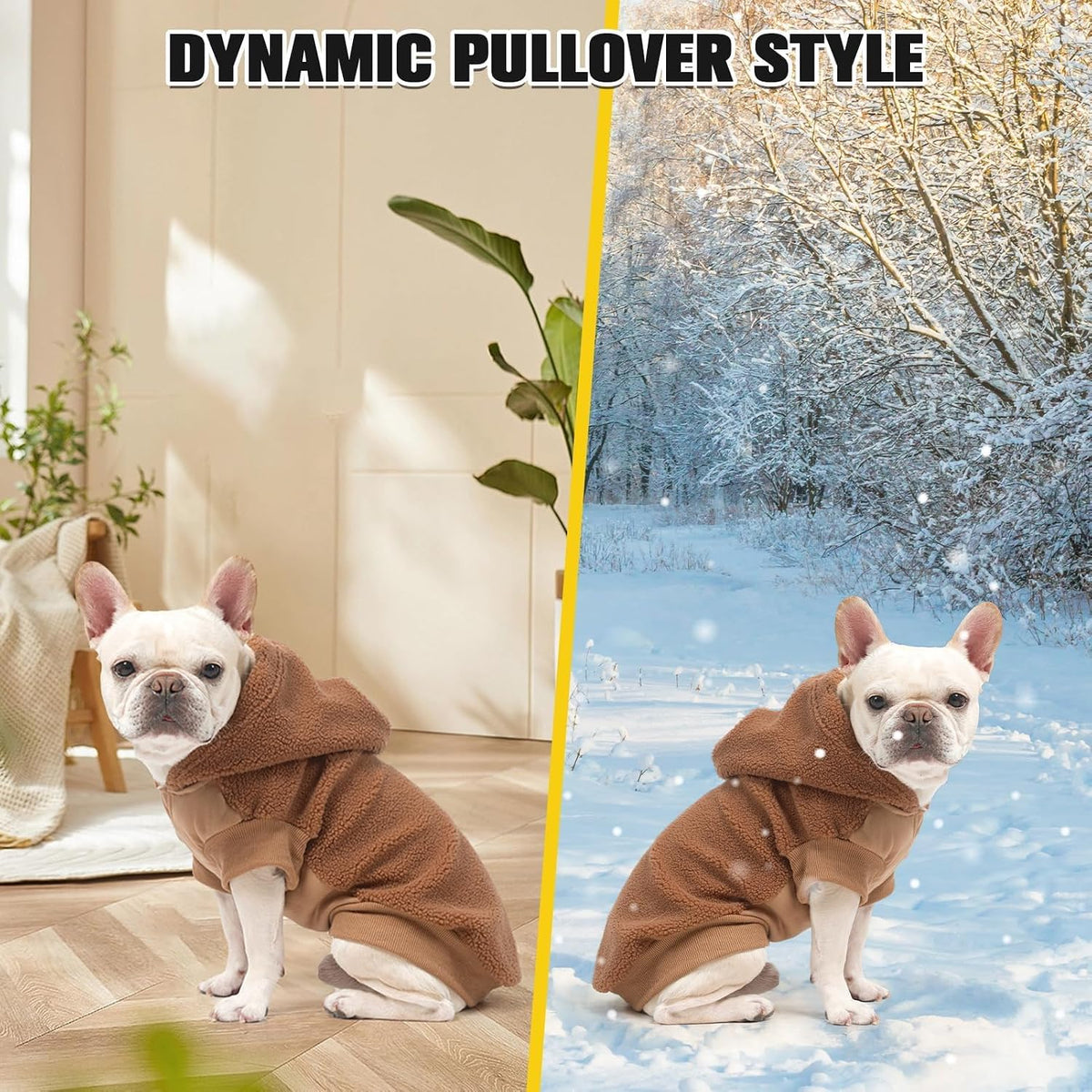 Dog Hoodie for Small Medium Large Dogs, Sherpa Hooded Dog Sweater with Leash Hole for Boy Girl Dogs,Soft Warm Fleece Dog Winter Clothes Cold Weather Coats Jacket for Puppy Sweatshirt,S