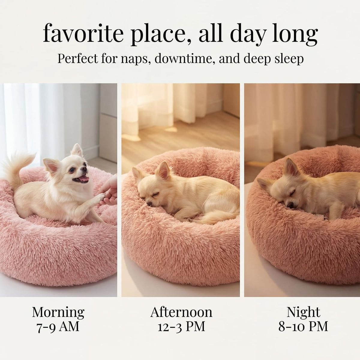 Small Dog Bed,Calming Donut Plush round Pet Bed