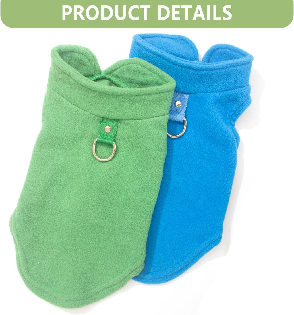 2 Pack Dog Sweater with Leash Ring, Warm Pet Sweater Thick Clothes Coat Fleece Dog Sweaters for Small Dogs Girl Boy Pullover Dog Jacket for Fall Winter