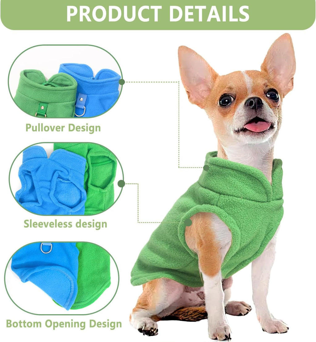 2 Pack Dog Sweater with Leash Ring, Warm Pet Sweater Thick Clothes Coat Fleece Dog Sweaters for Small Dogs Girl Boy Pullover Dog Jacket for Fall Winter