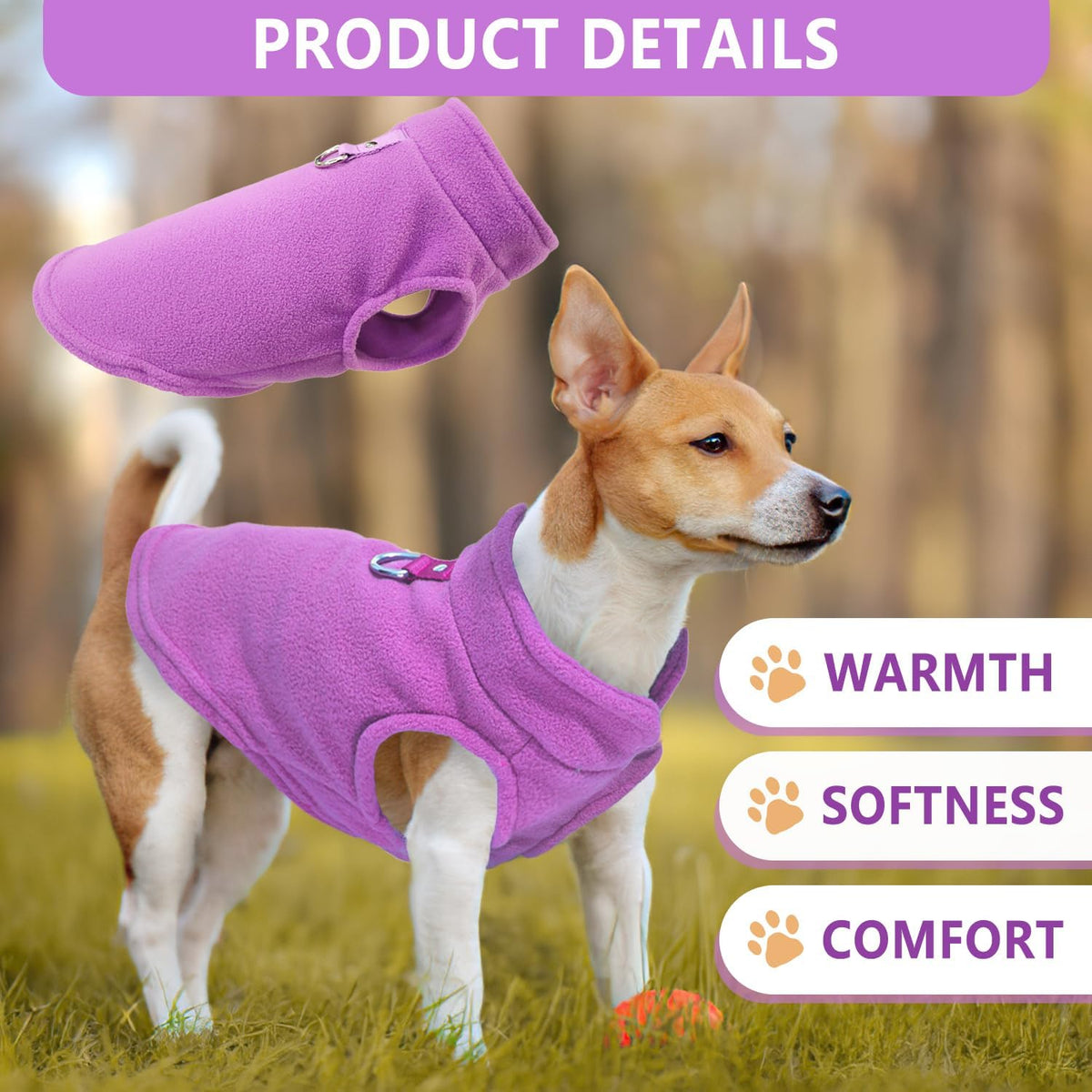 2 Pack Dog Sweater with Leash Ring, Warm Pet Sweater Thick Clothes Coat Fleece Dog Sweaters for Small Dogs Girl Boy Pullover Dog Jacket for Fall Winter