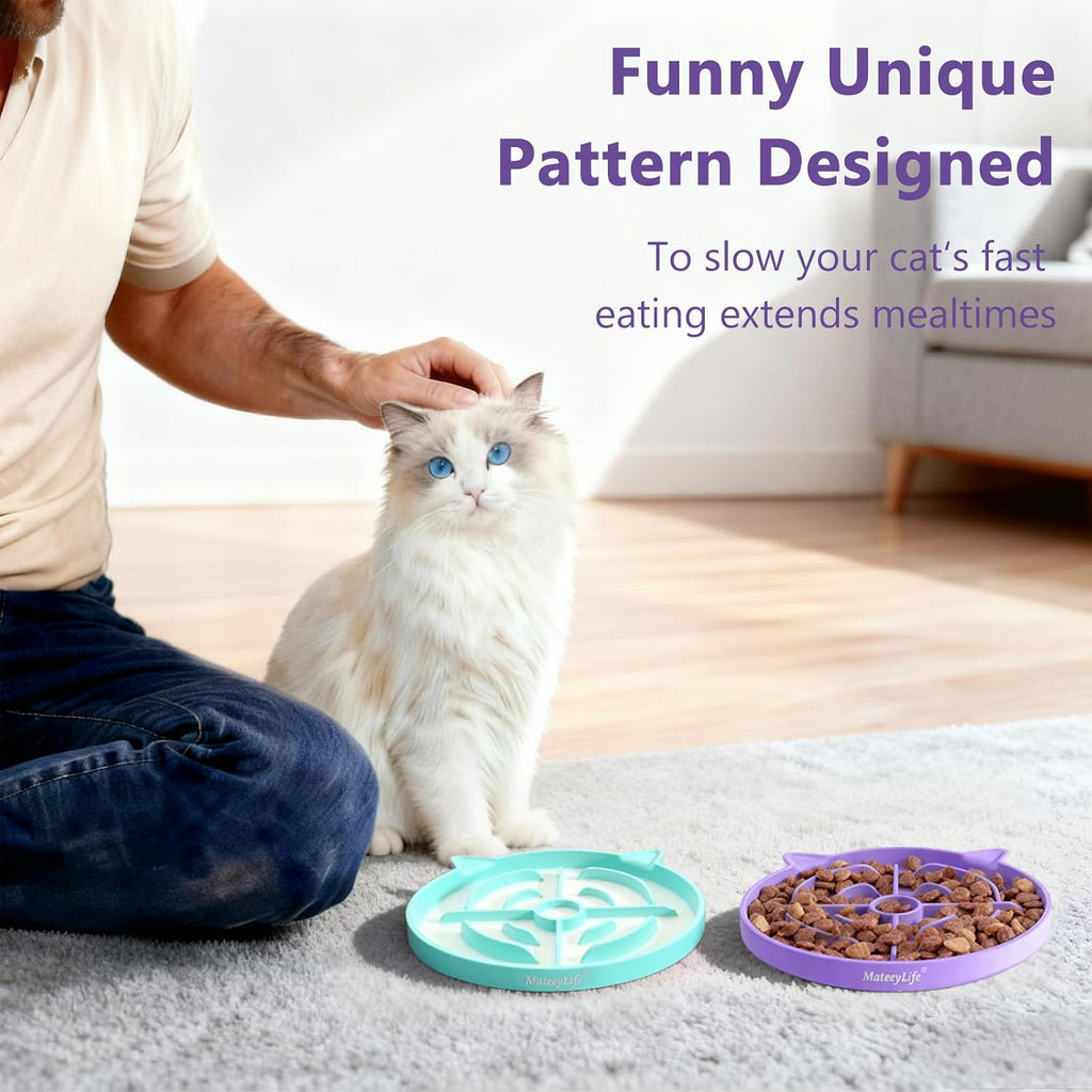 PawTovari PurrPortion™ — 2-Pack Cat Slow-Feeder Bowls