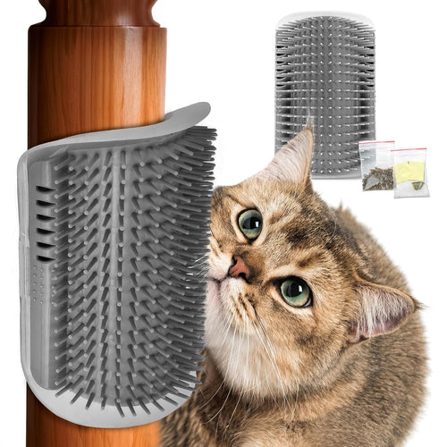 PawTovari PurrFresh™ Self-Grooming Cat Brush — Wall-Mounted Corner Scratcher