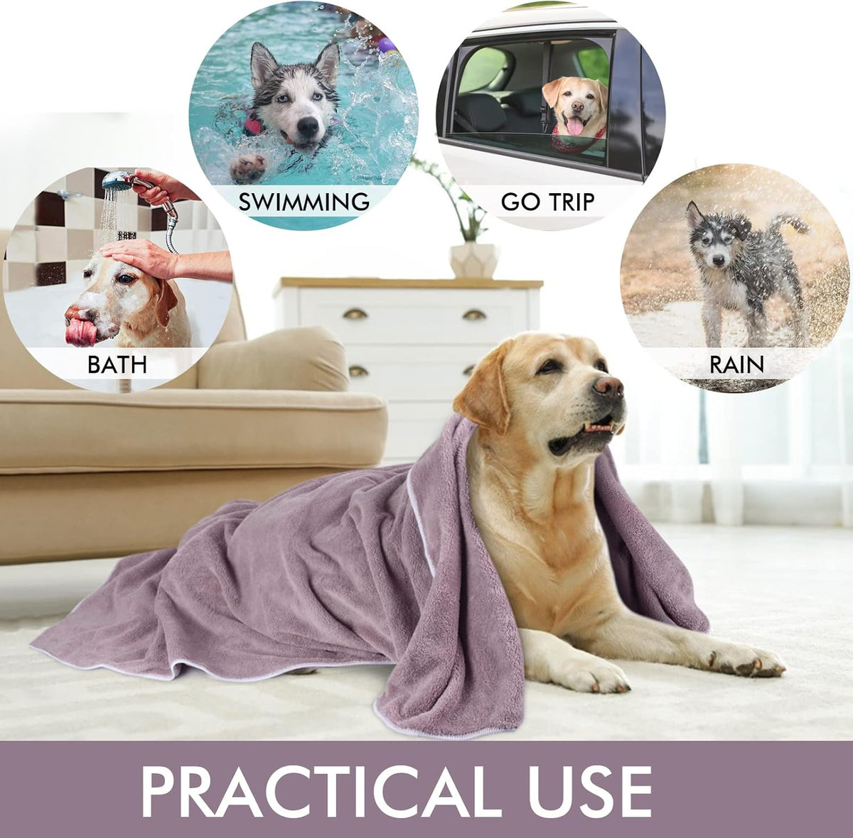 PawTovari CozyPaws™ Super-Absorbent Dog Drying Towels — Single & 2-Pack