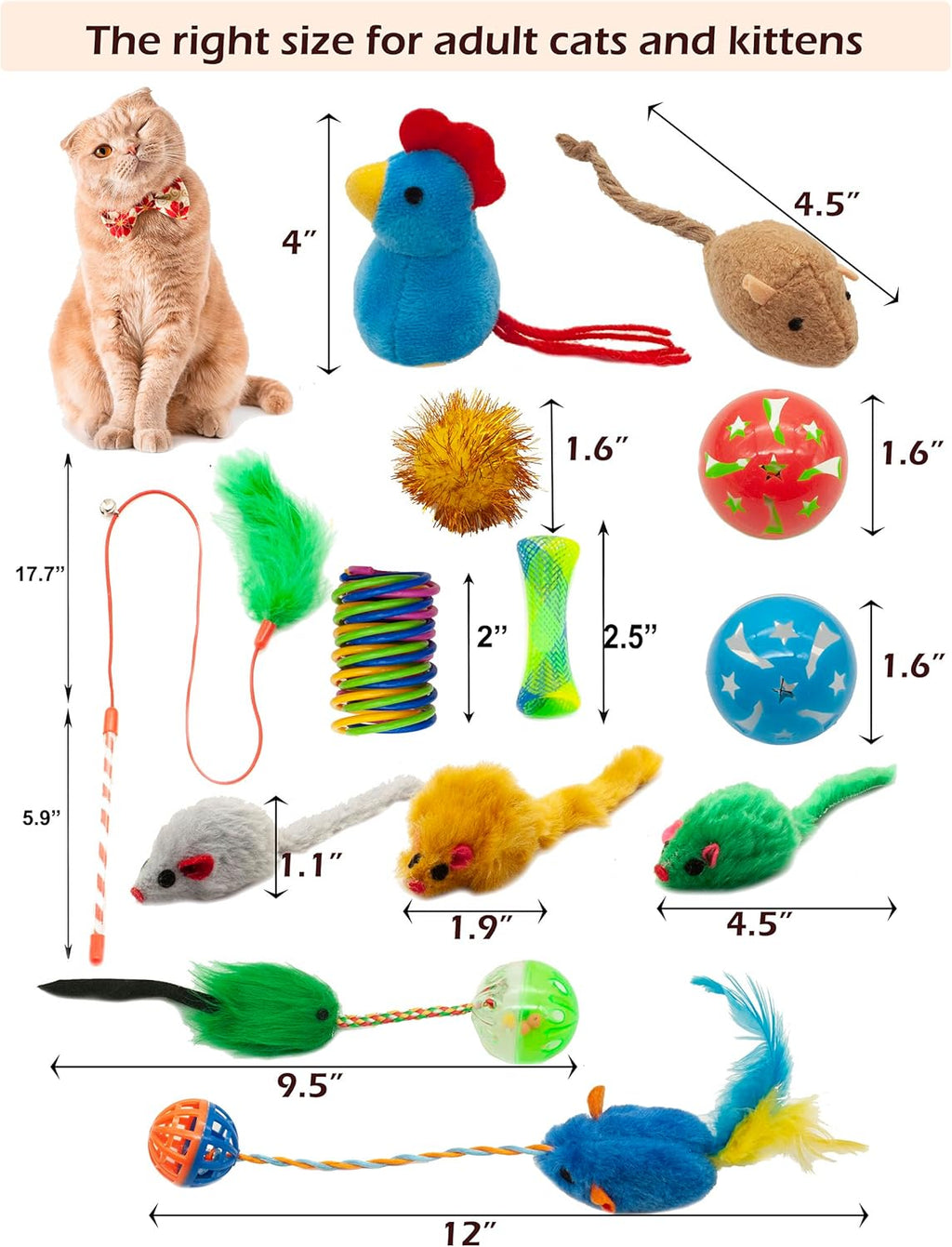 PawTovari PlayPaws 20-Piece Cat Toy Variety Pack