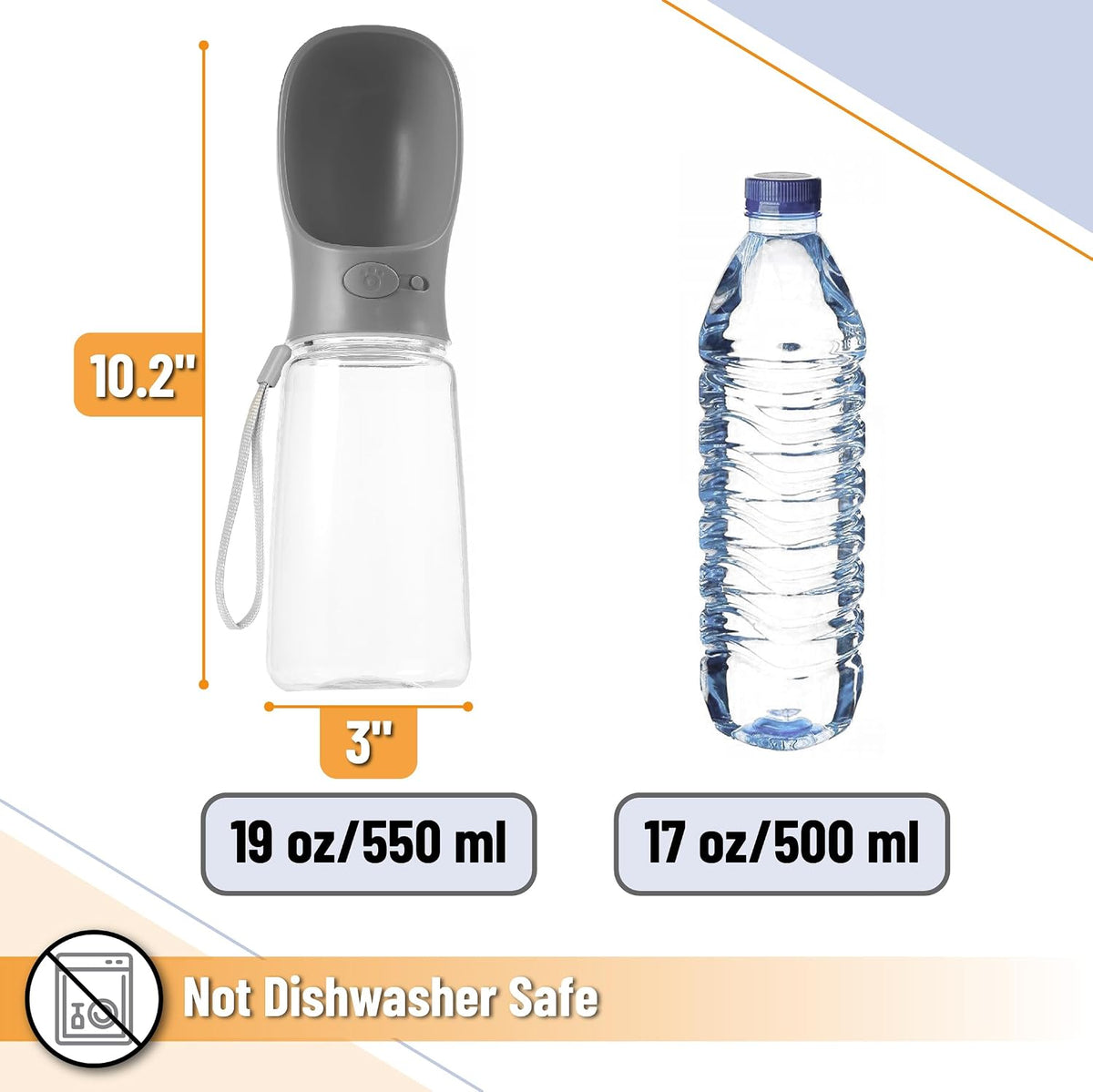 PawTovari  Portable Dog Water Bottle, 19 Oz, Large