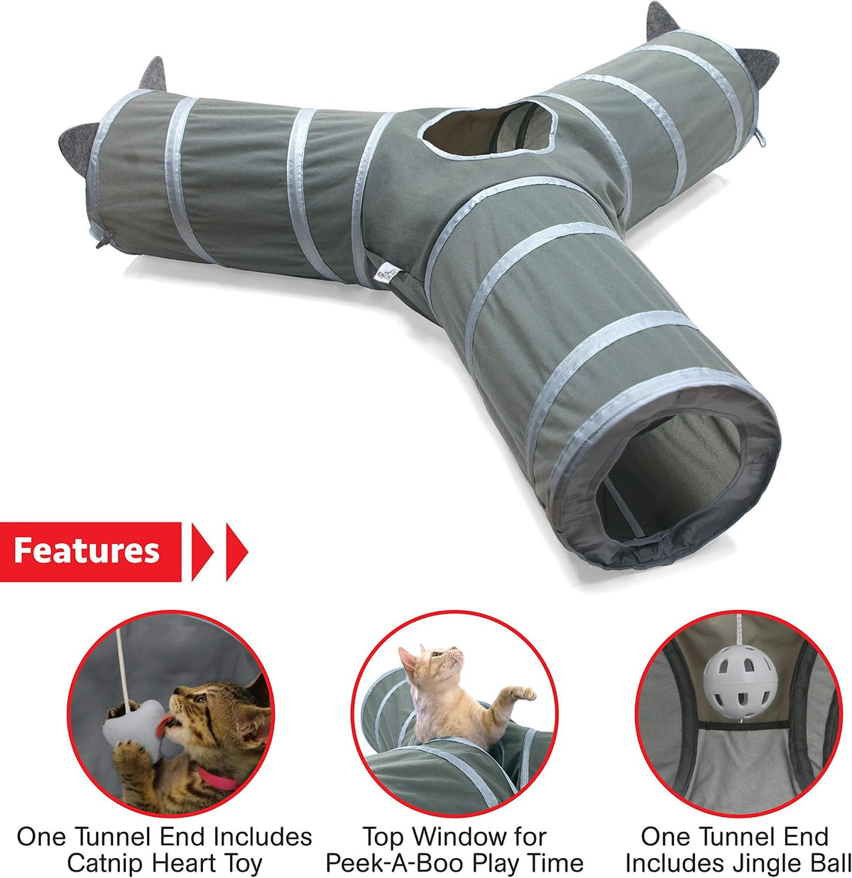 PawTovari PurrPath™ 3-Way Cat Tunnel & Play Hideaway