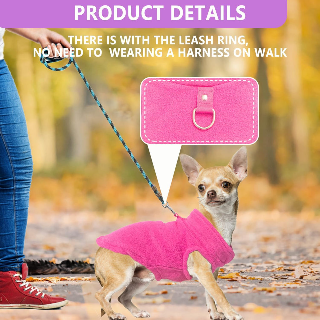 2 Pack Dog Sweater with Leash Ring, Warm Pet Sweater Thick Clothes Coat Fleece Dog Sweaters for Small Dogs Girl Boy Pullover Dog Jacket for Fall Winter