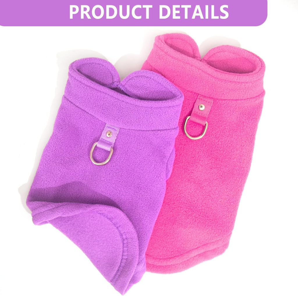 2 Pack Dog Sweater with Leash Ring, Warm Pet Sweater Thick Clothes Coat Fleece Dog Sweaters for Small Dogs Girl Boy Pullover Dog Jacket for Fall Winter